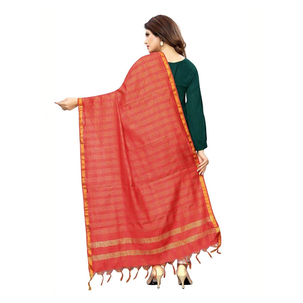 Vaystra Cotton Jari Woven Work Dupatta – Red