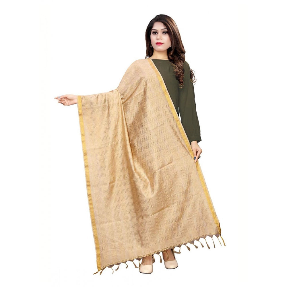 Vaystra Cotton Jari Woven Work Dupatta – Beige