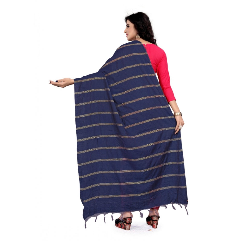 Vaystra Cotton Jari Woven Work Dupatta – Blue