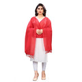 Vaystra Cotton Silk Strips Printed Dupatta – Red