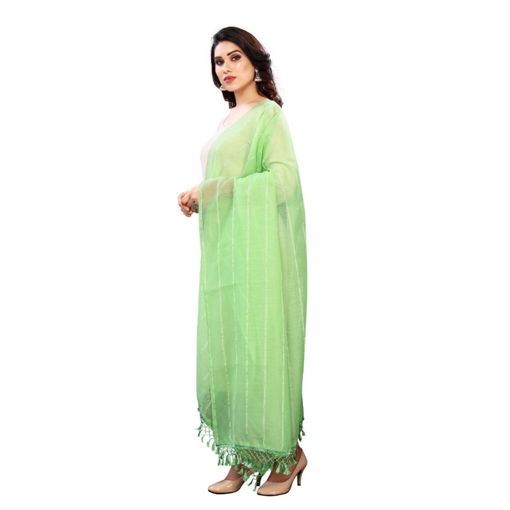 Vaystra Cotton Silk Strips Printed Dupatta – Parrot Green