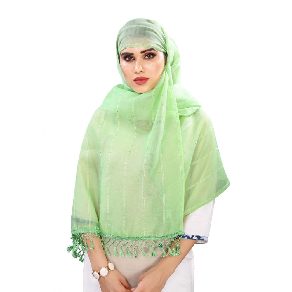 Vaystra Cotton Silk Strips Printed Dupatta – Parrot Green