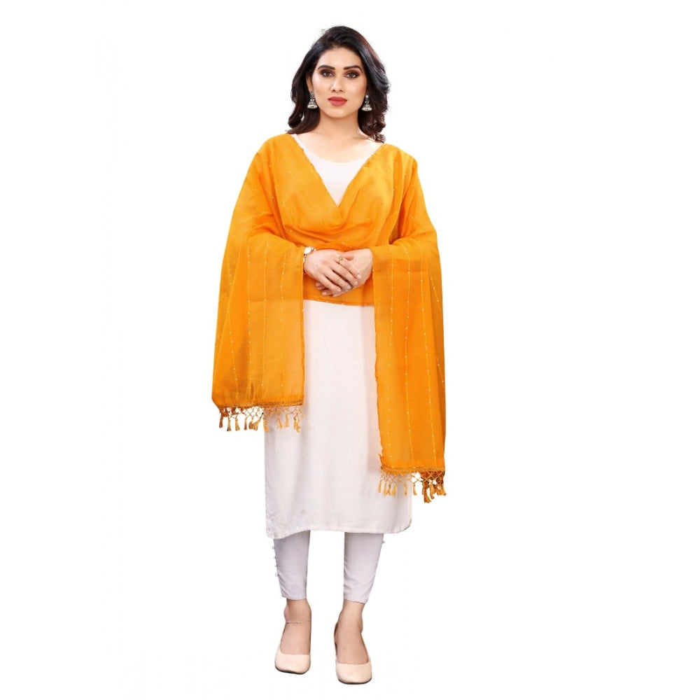 Vaystra Cotton Silk Strips Printed Dupatta – Musterd Yellow