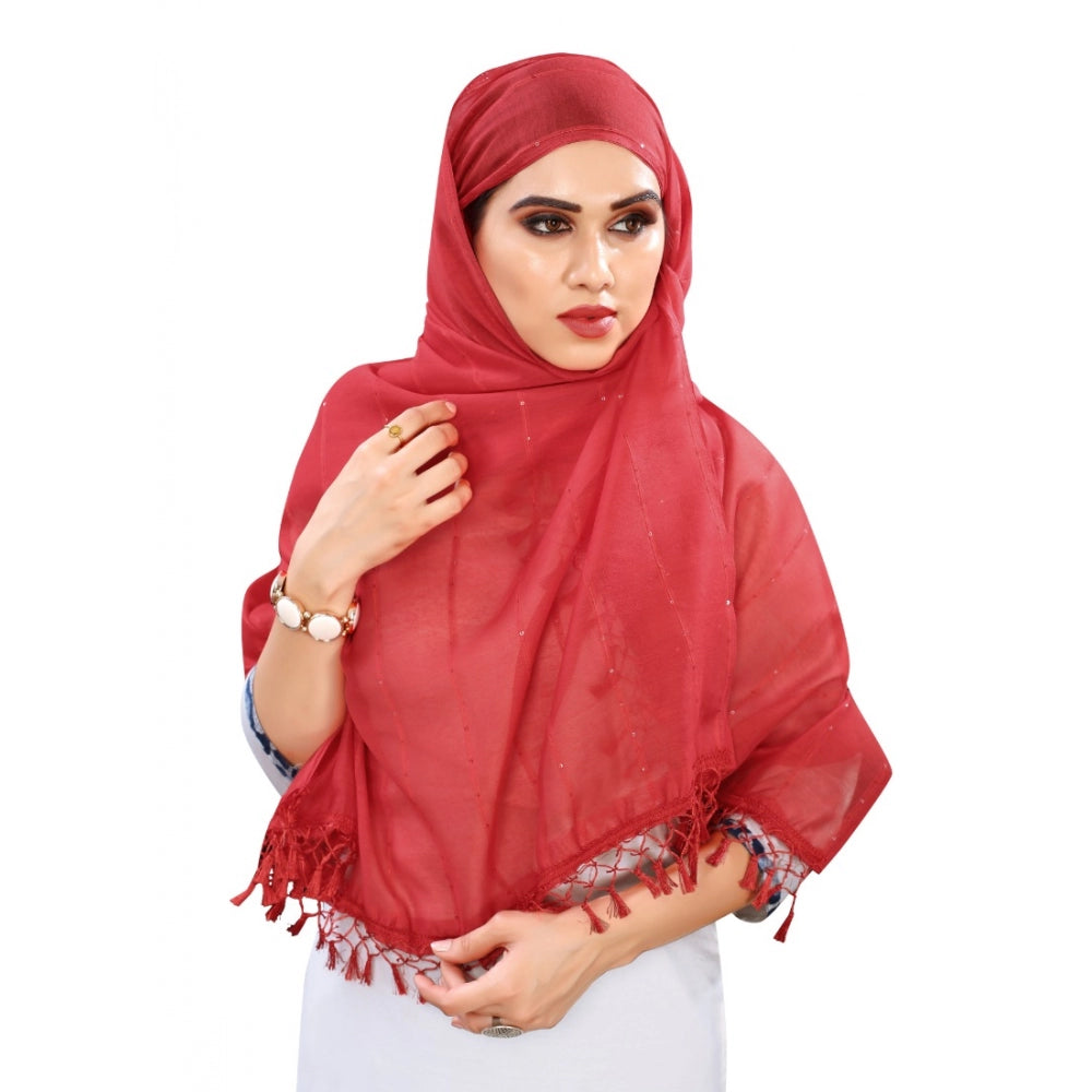 Vaystra Cotton Silk Strips Printed Dupatta – Maroon