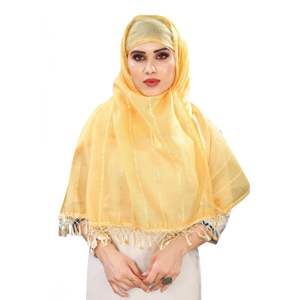 Vaystra Cotton Silk Strips Printed Dupatta – Yellow