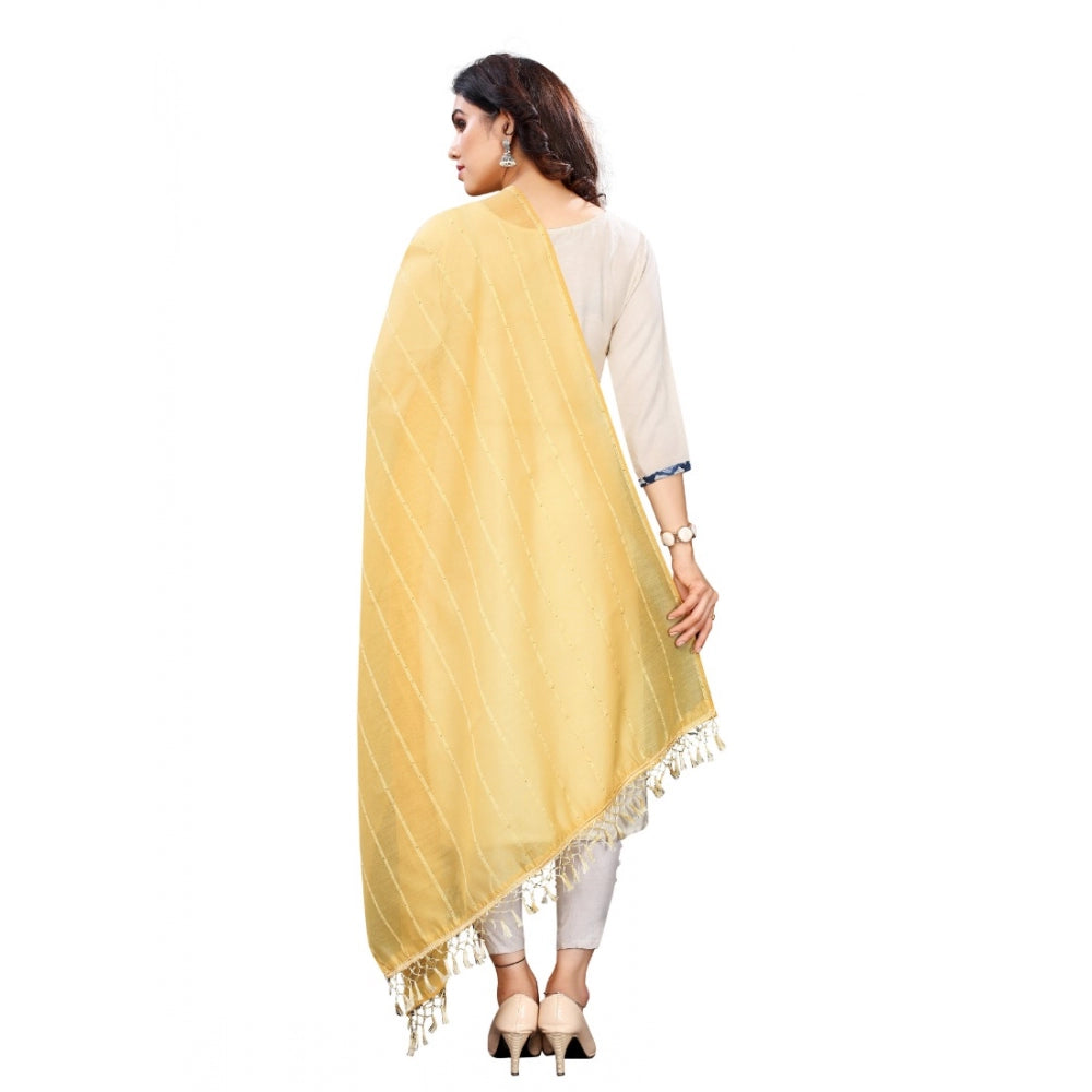 Vaystra Cotton Silk Strips Printed Dupatta – Yellow