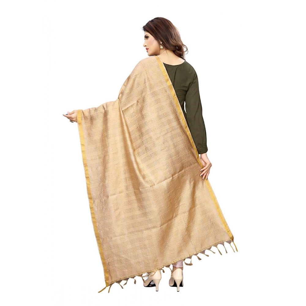 Vaystra Cotton Jari Woven Work Dupatta – Beige