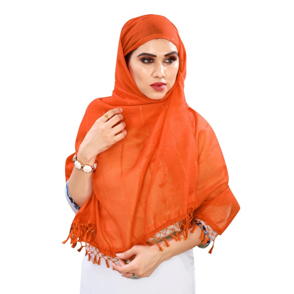 Vaystra Cotton Silk Strips Printed Dupatta – Orange