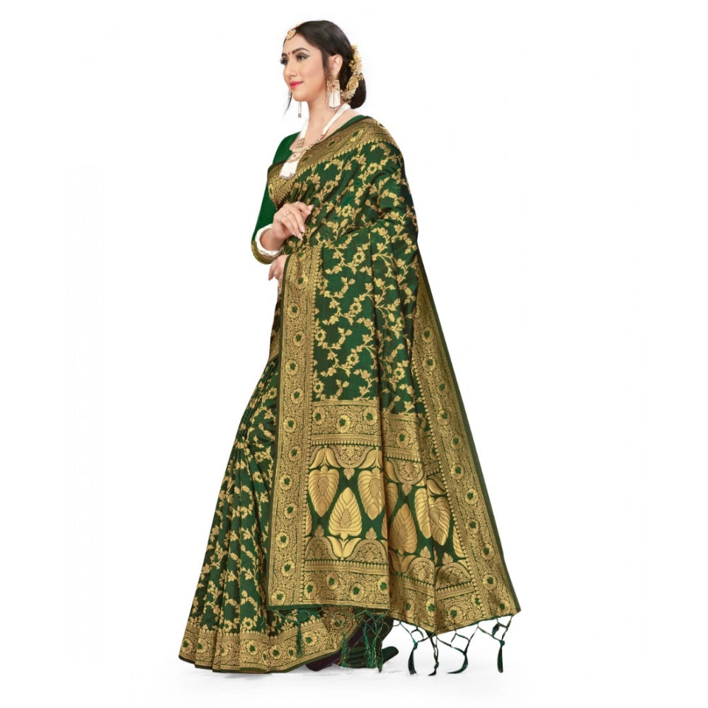 Vaystra Banarasi Silk Saree With Blouse – Green