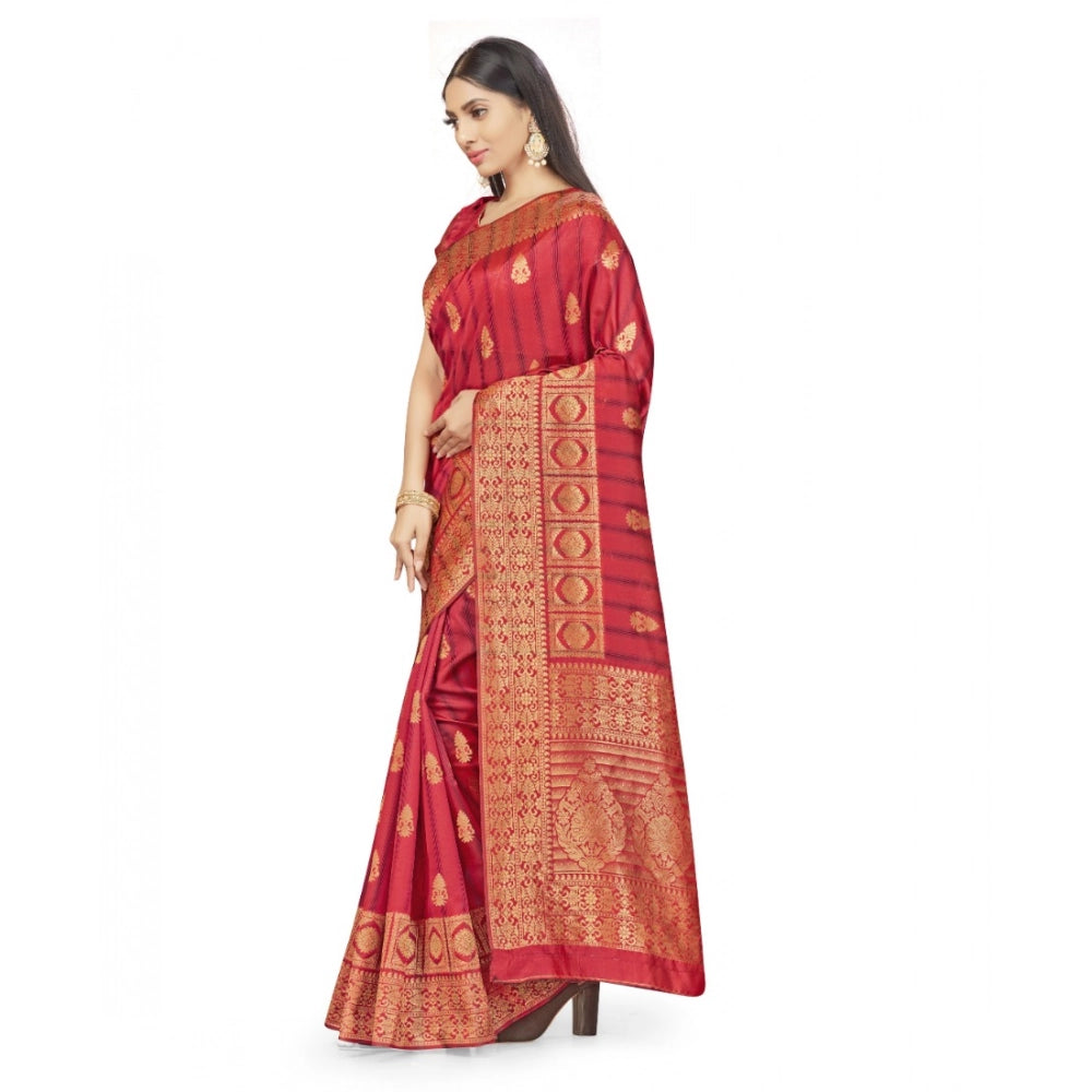 Vaystra Banarasi Silk Saree With Blouse – Peach