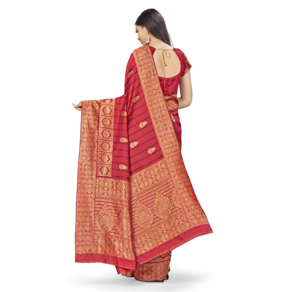 Vaystra Banarasi Silk Saree With Blouse – Peach