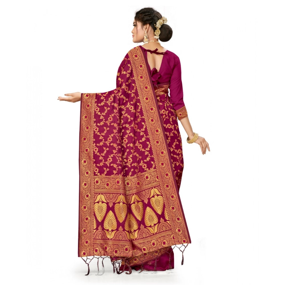 Vaystra Banarasi Silk Saree With Blouse – Wine