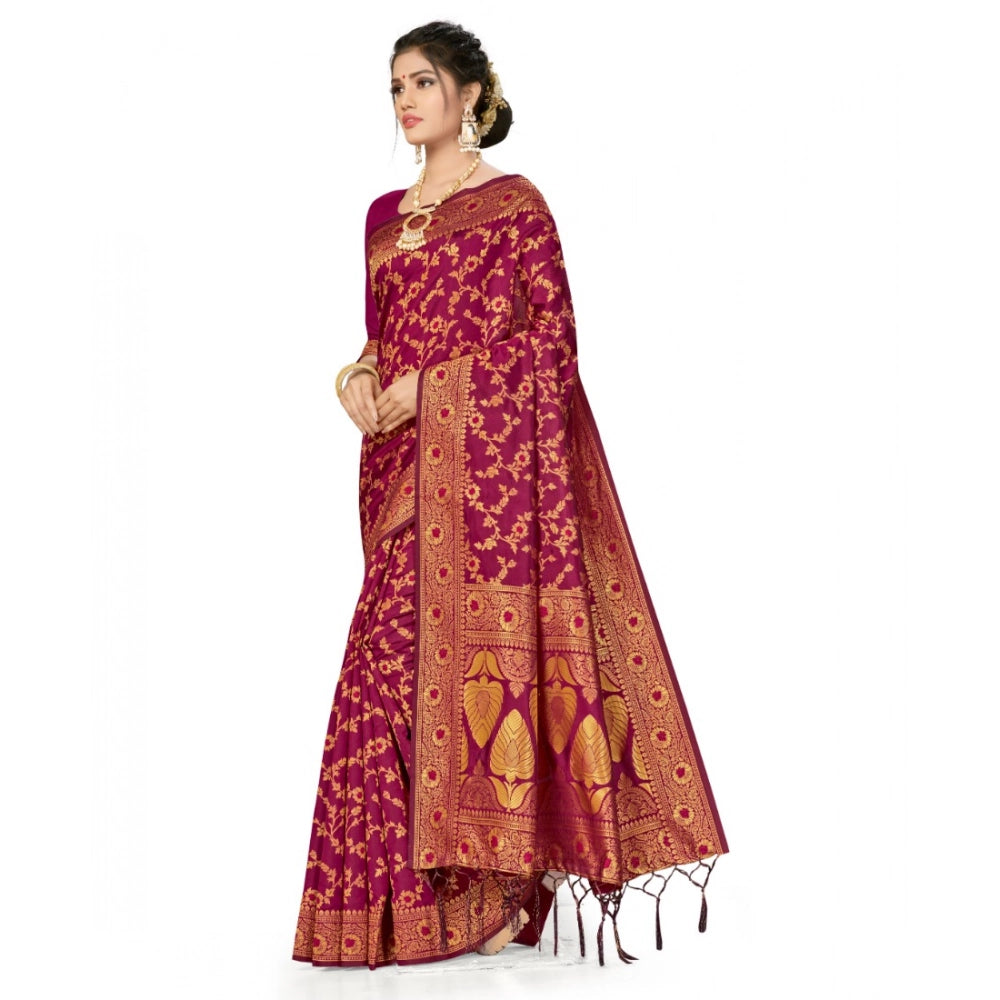 Vaystra Banarasi Silk Saree With Blouse – Wine