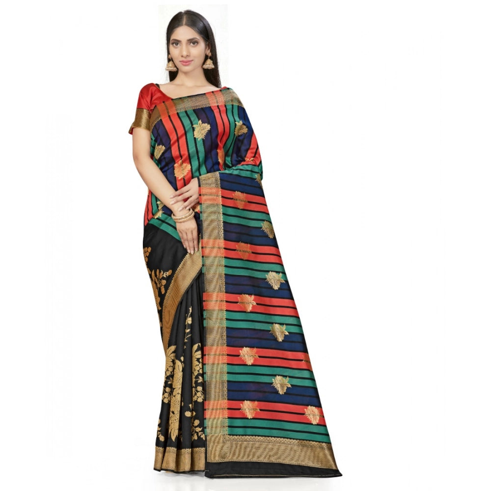 Vaystra Banarasi Silk Saree With Blouse – Black