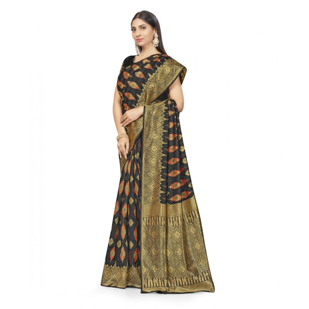 Vaystra Banarasi Silk Saree With Blouse – Black