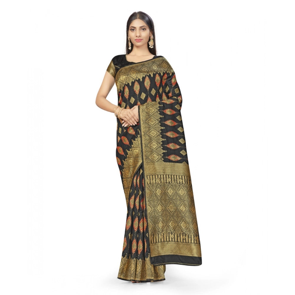 Vaystra Banarasi Silk Saree With Blouse – Black