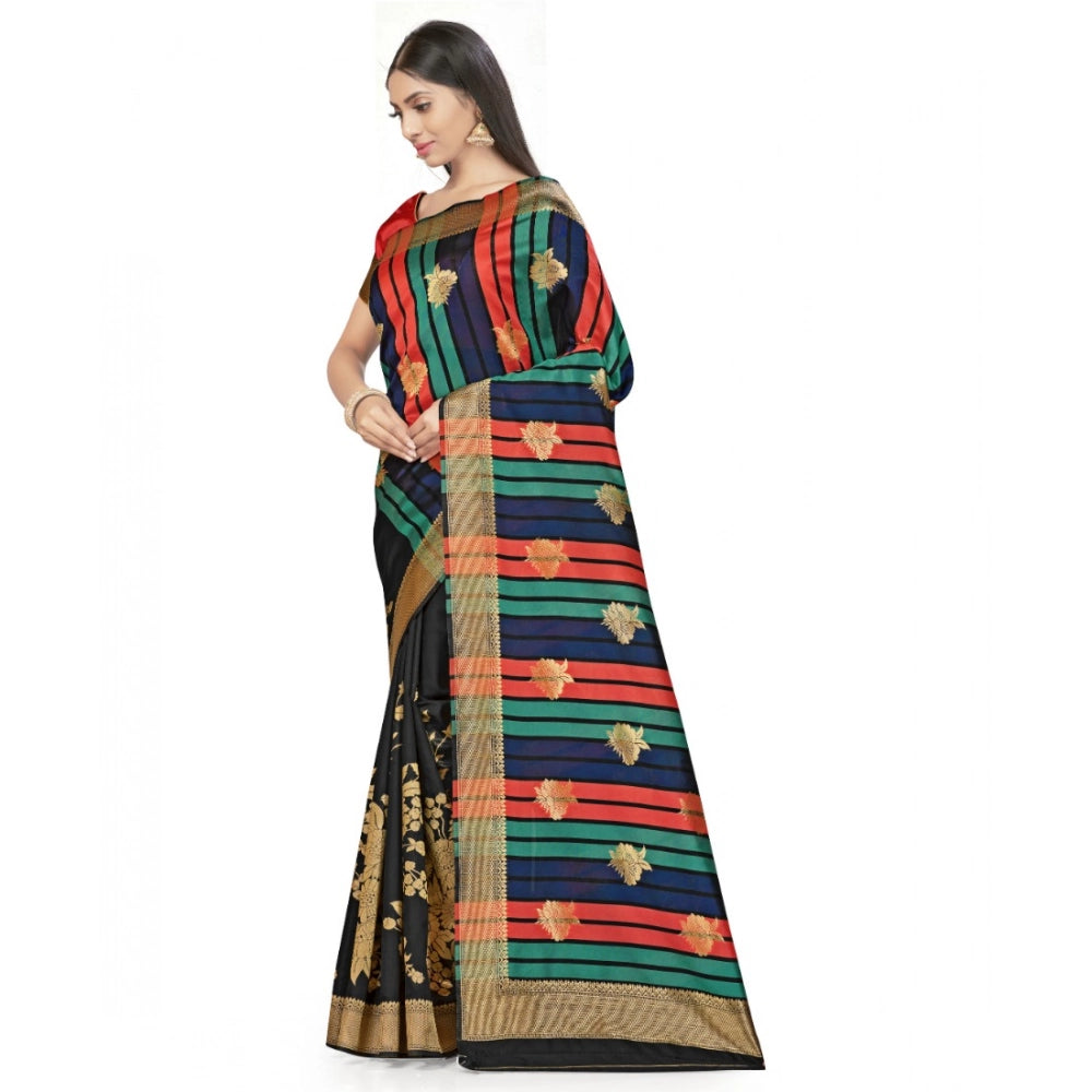 Vaystra Banarasi Silk Saree With Blouse – Black