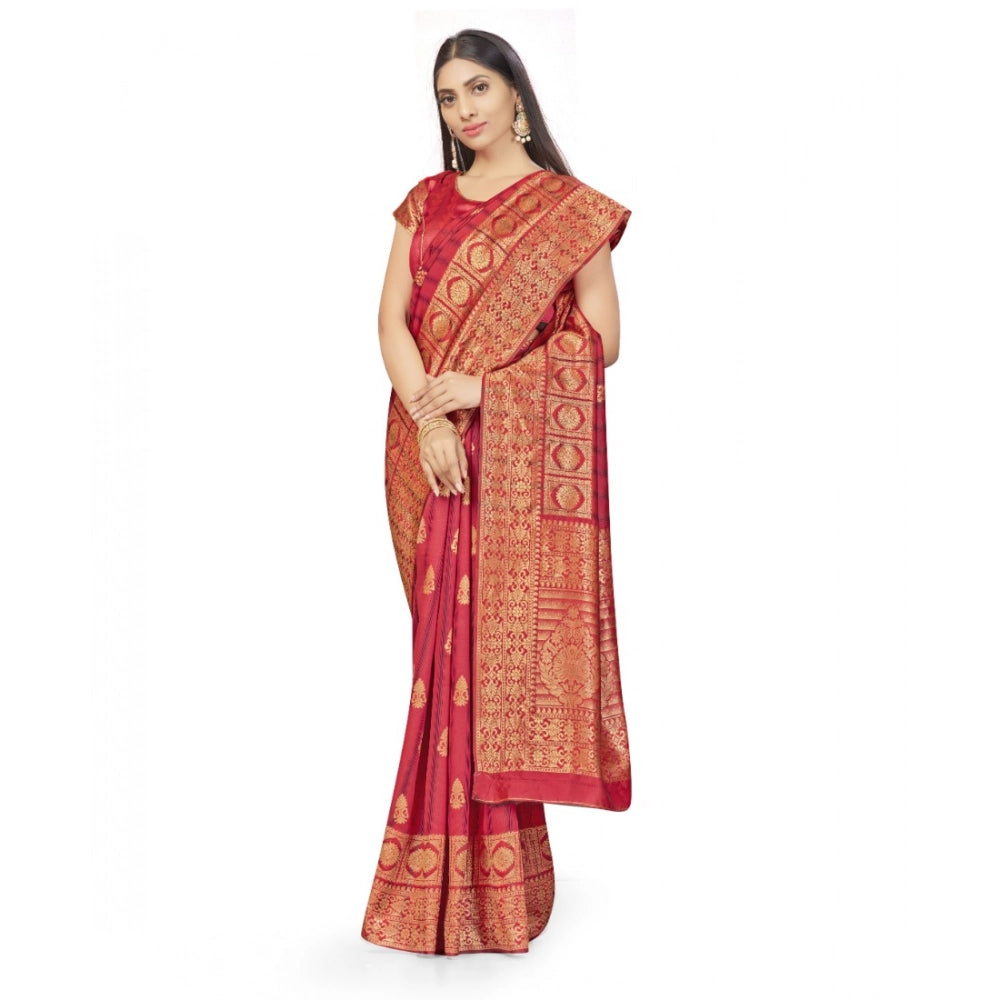 Vaystra Banarasi Silk Saree With Blouse – Peach
