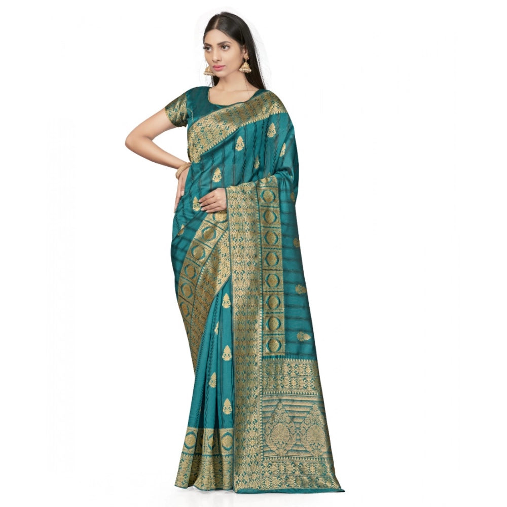 Vaystra Banarasi Silk Saree With Blouse – Peach