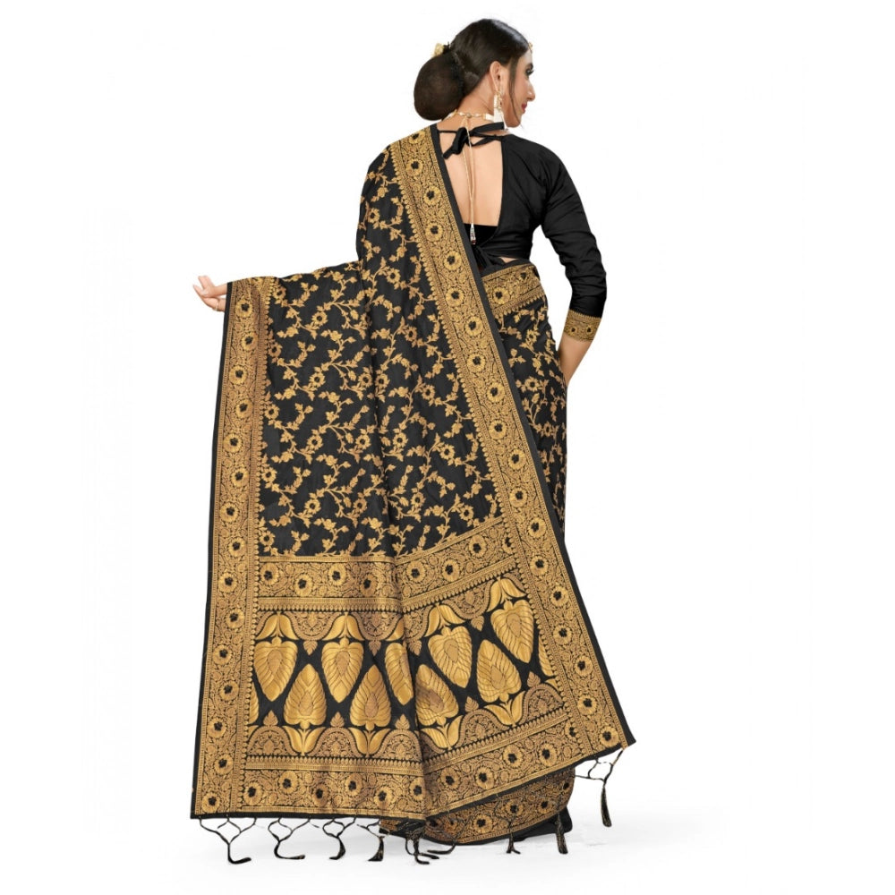Vaystra Banarasi Silk Saree With Blouse – Black