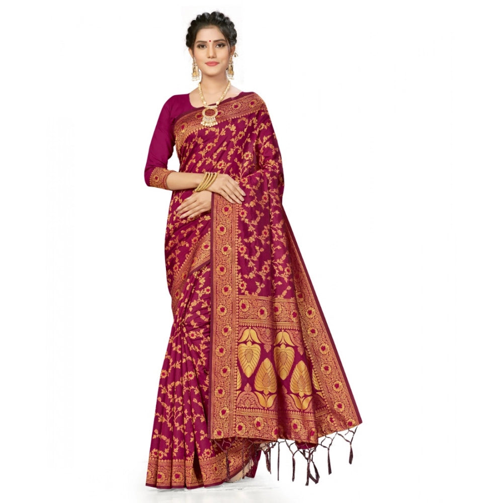 Vaystra Banarasi Silk Saree With Blouse – Wine