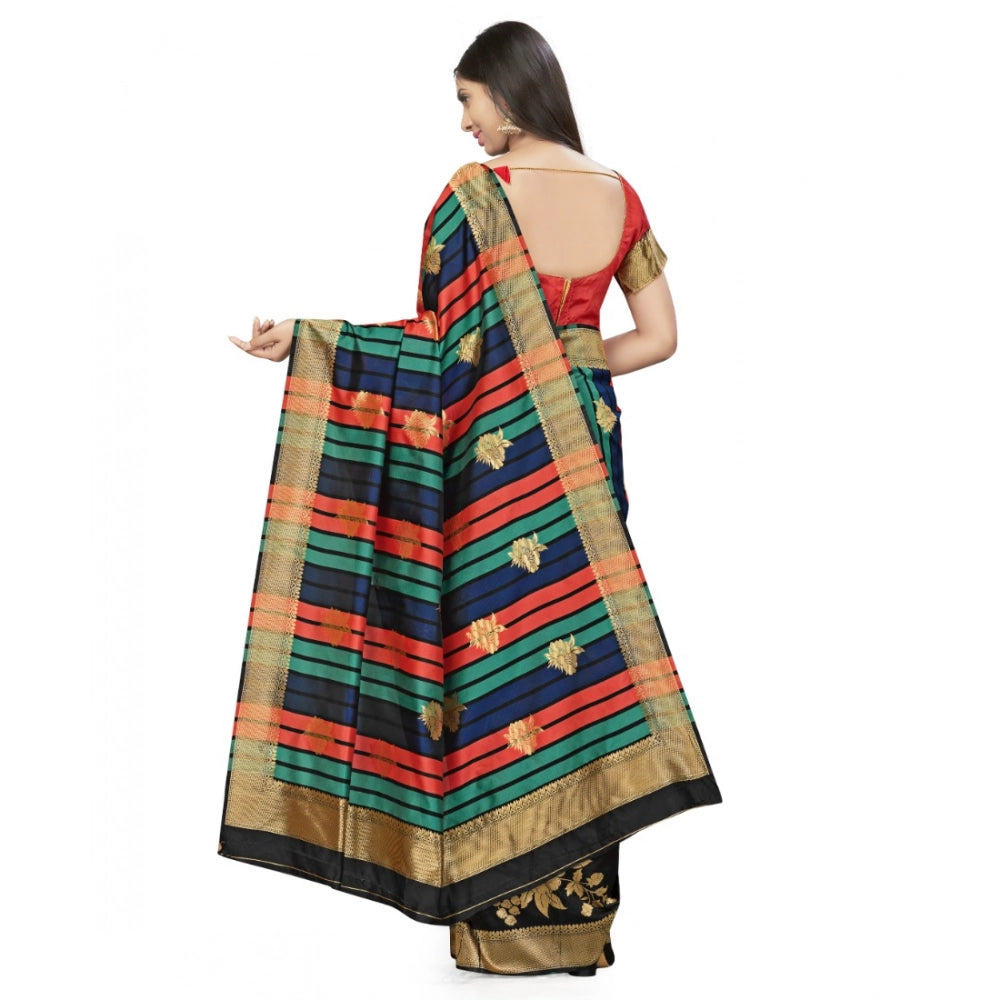 Vaystra Banarasi Silk Saree With Blouse – Black