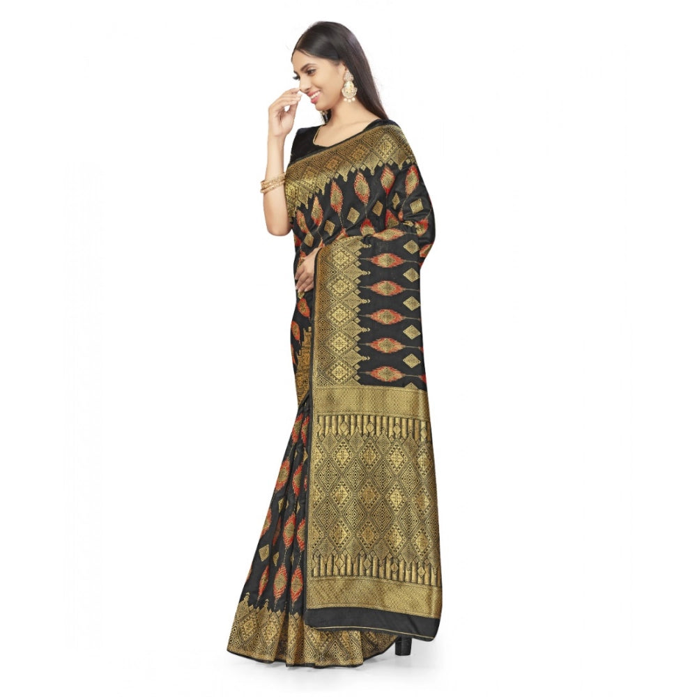 Vaystra Banarasi Silk Saree With Blouse – Black