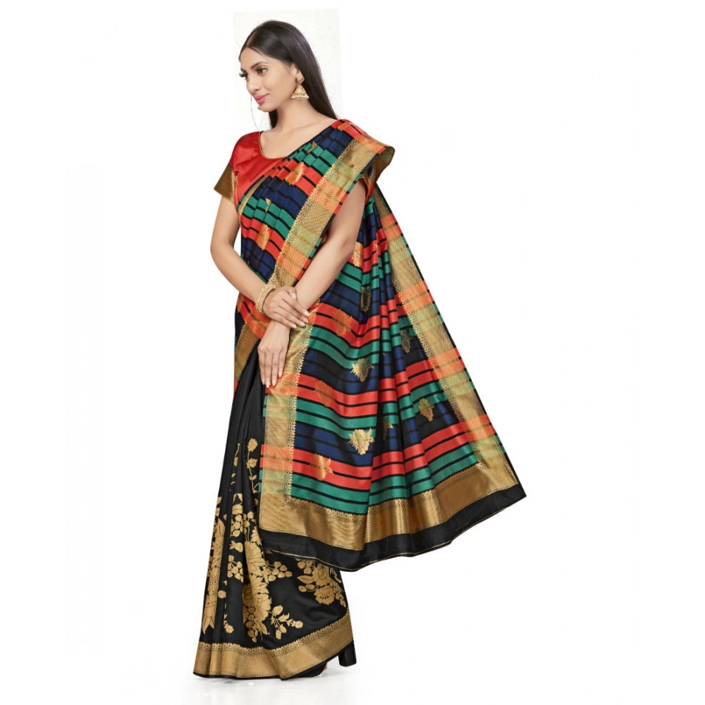 Vaystra Banarasi Silk Saree With Blouse – Black
