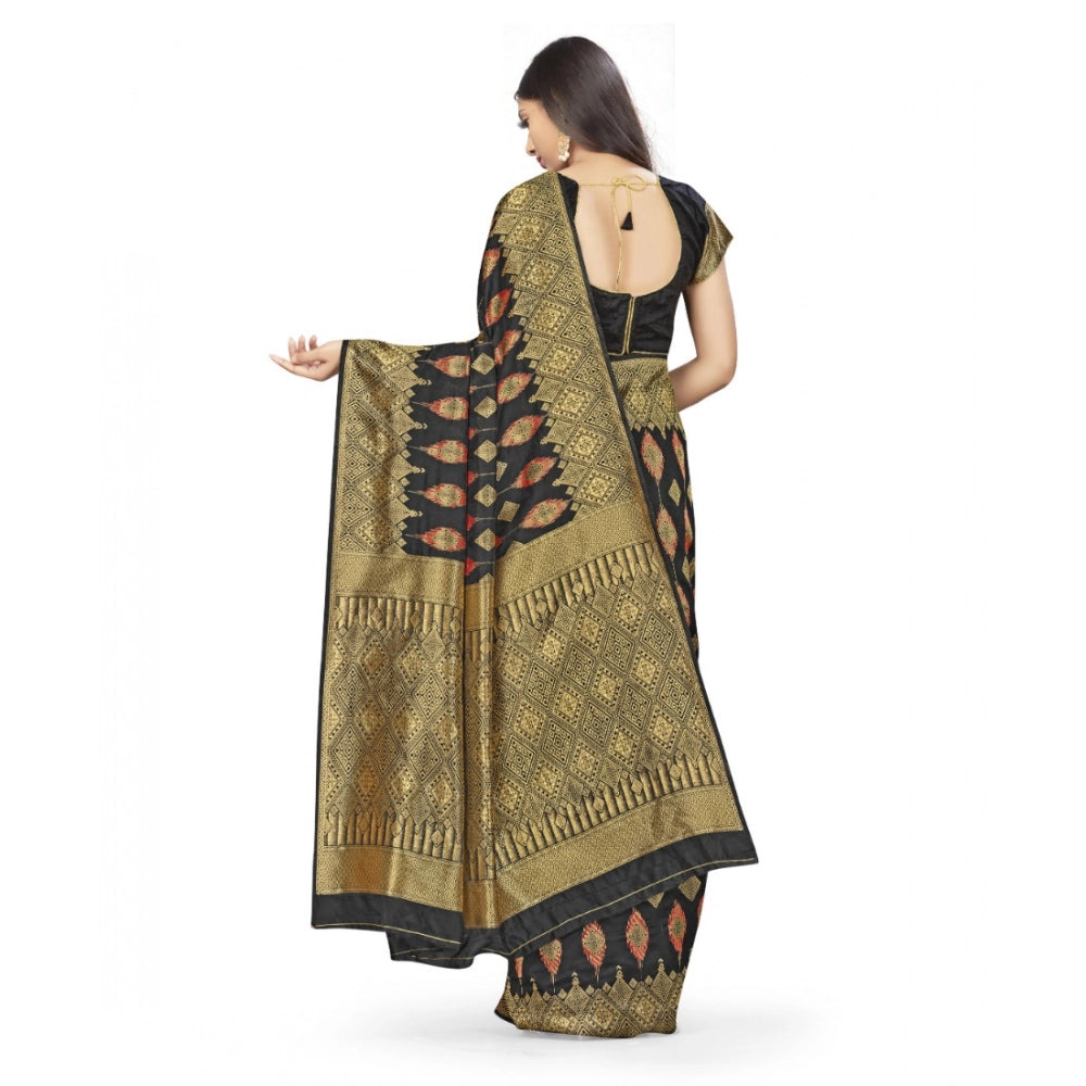 Vaystra Banarasi Silk Saree With Blouse – Black