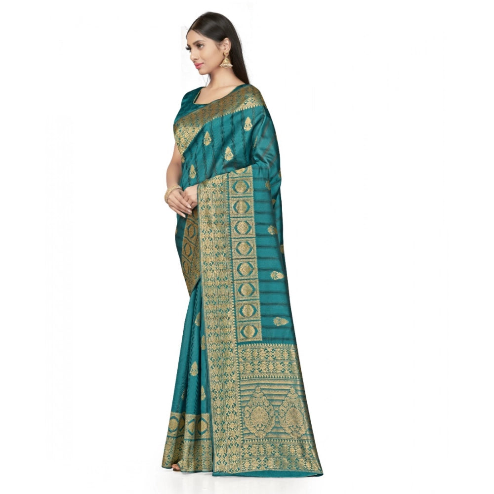 Vaystra Banarasi Silk Saree With Blouse – Peach