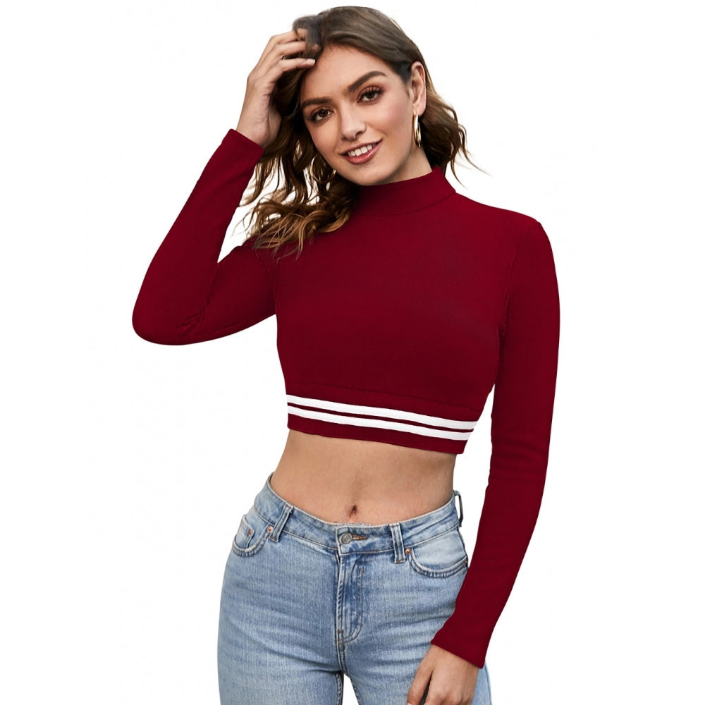 Vaystra Western Wear Hosiery Crop-Top – Maroon