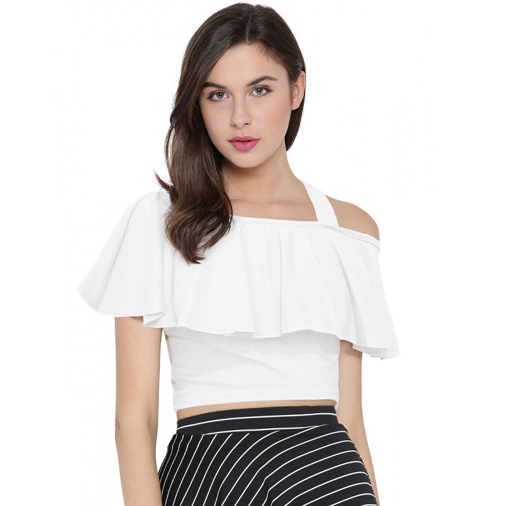 Vaystra Western Wear Hosiery Crop Top – White