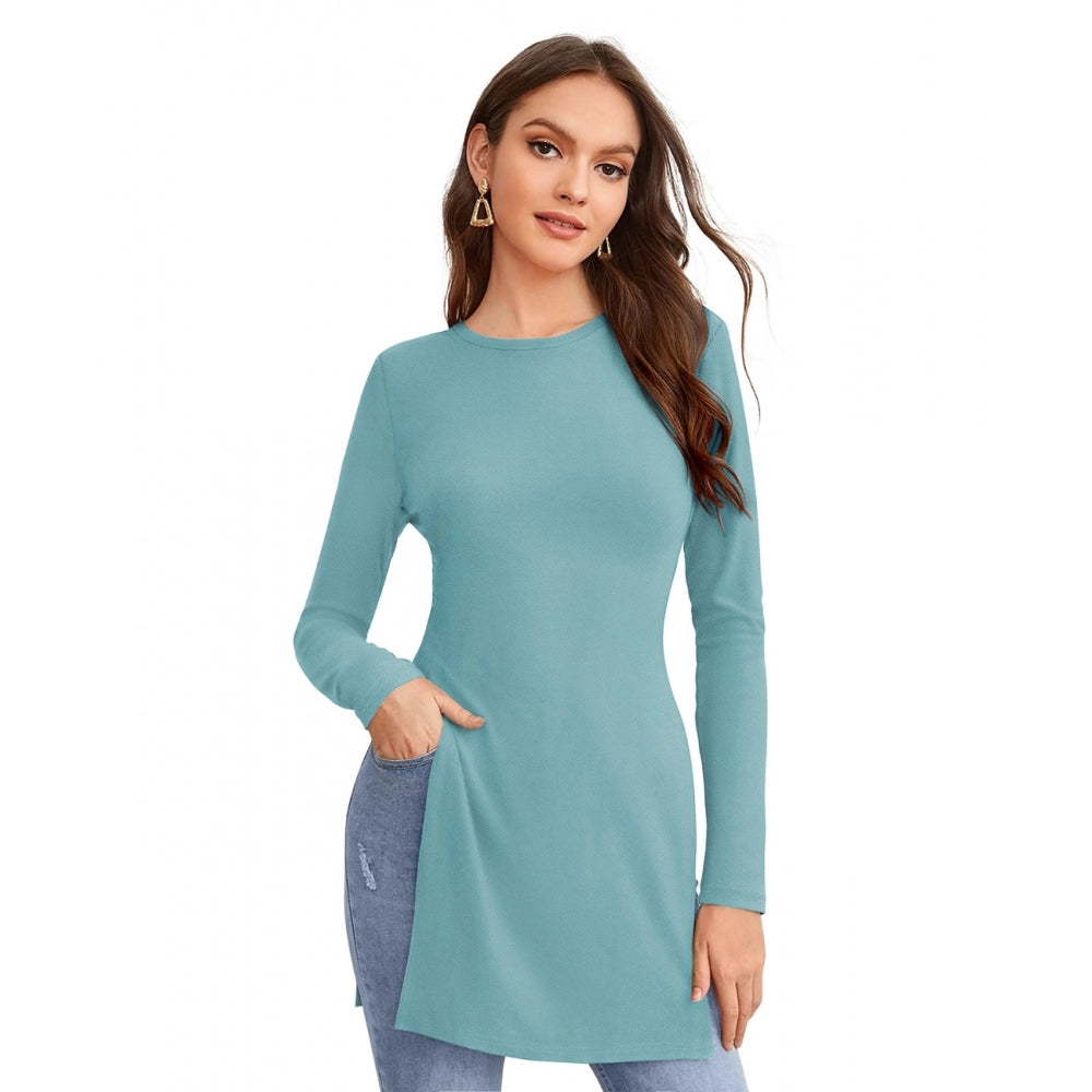 Vaystra Western Wear Hosiery T Shirts – Light Blue