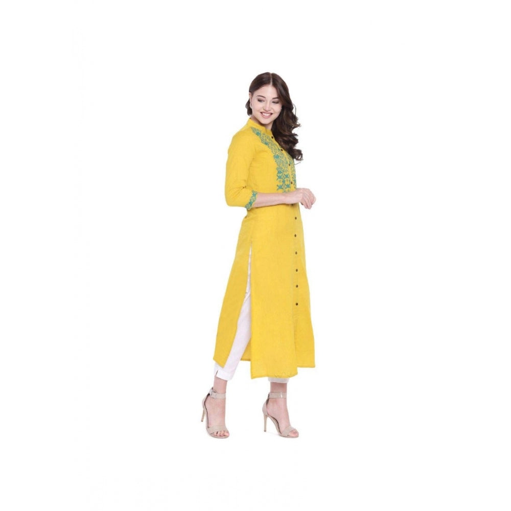 Vaystra Khadi Embroidered Kurti – Yellow