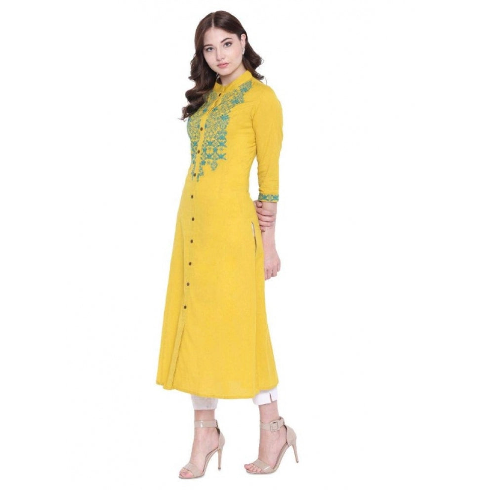 Vaystra Khadi Embroidered Kurti – Yellow