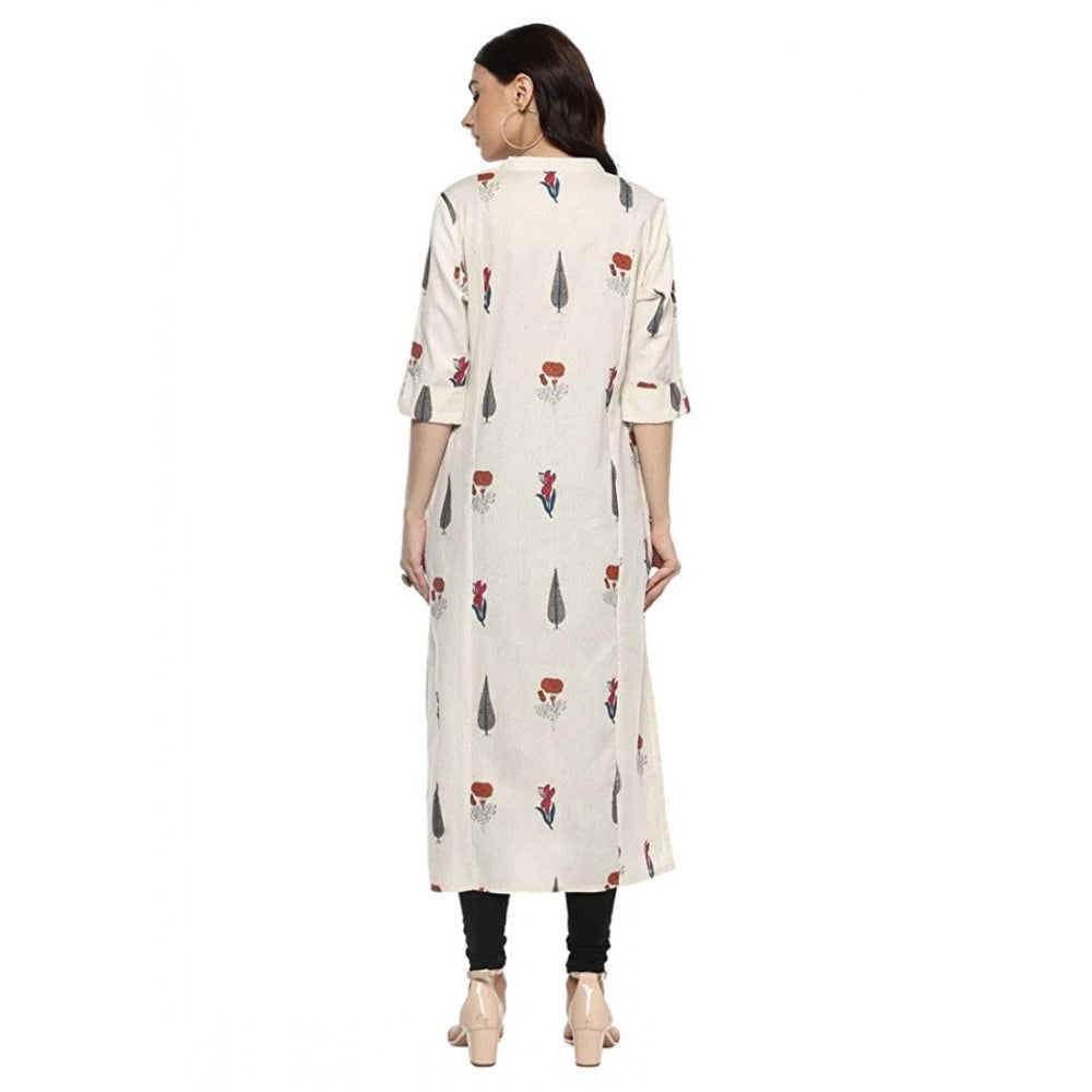 Vaystra Khadi Printed A Line Kurti – Off White