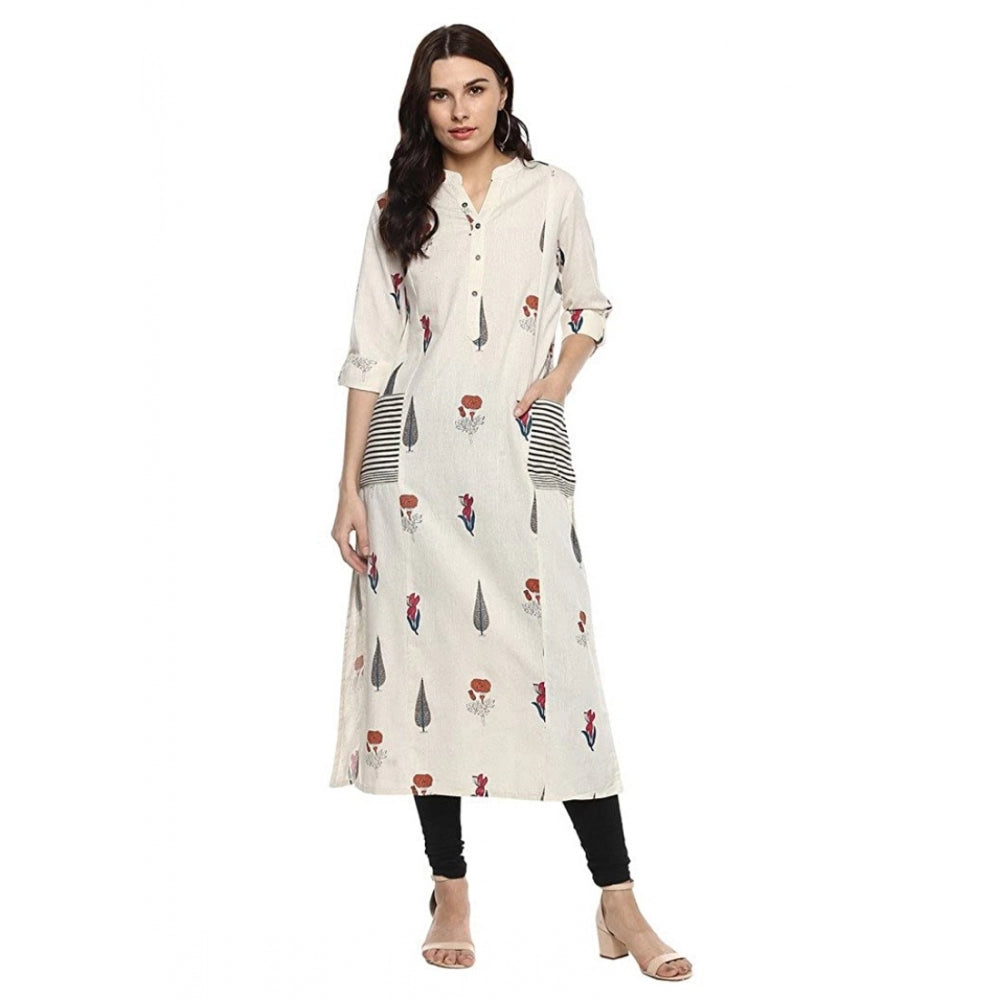 Vaystra Khadi Printed A Line Kurti – Off White