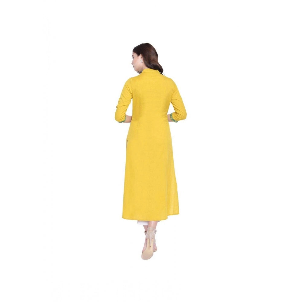 Vaystra Khadi Embroidered Kurti – Yellow