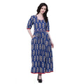Vaystra Cotton Printed Anarkali Kurti – Blue