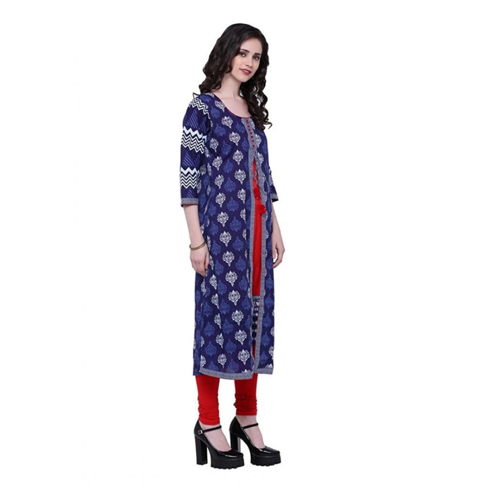 Vaystra Cotton Printed Long Kurti – Blue, Red