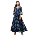 Vaystra Cotton Printed Regular Kurti – Blue
