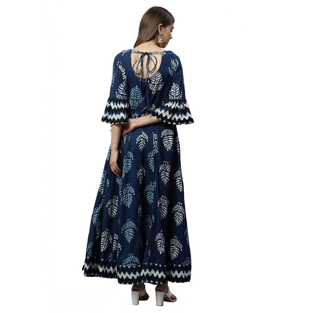 Vaystra Cotton Printed Regular Kurti – Blue