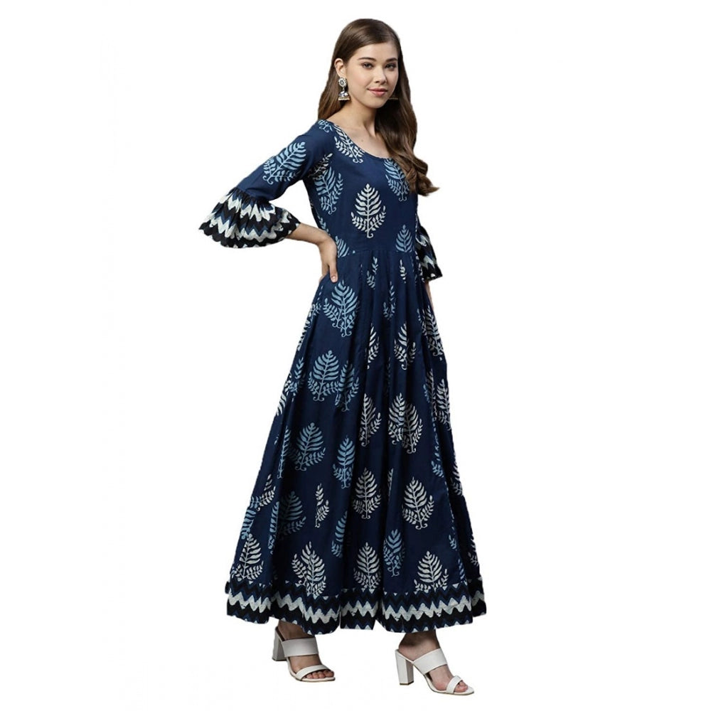 Vaystra Cotton Printed Regular Kurti – Blue