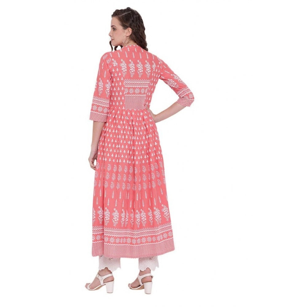 Vaystra Cotton Printed Regular Kurti – Peach