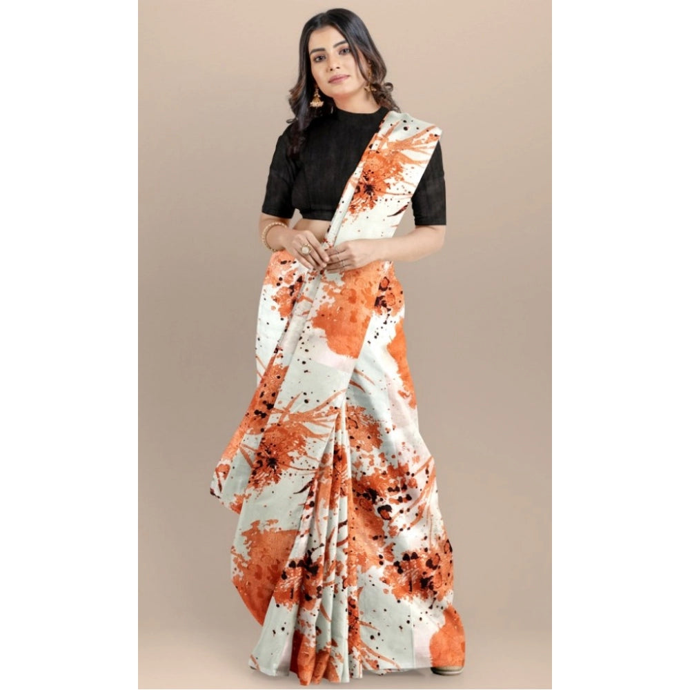 Vaystra Joya Silk Saree with Blouse – Orange