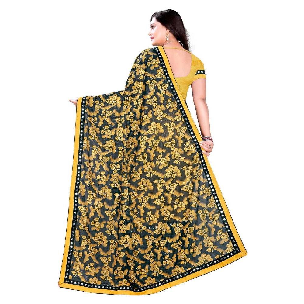 Vaystra Lycra Blend Saree with Blouse – Mustard