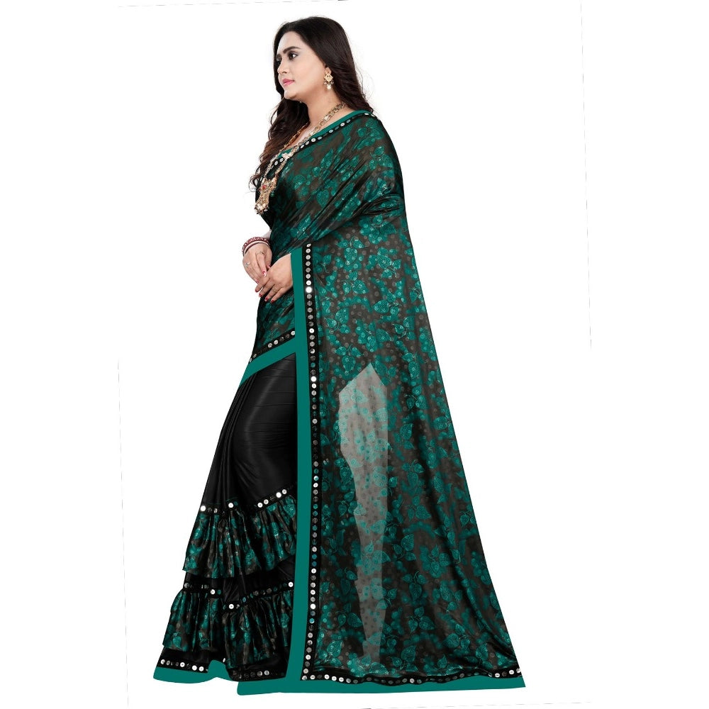 Vaystra Lycra Blend Saree with Blouse – Green