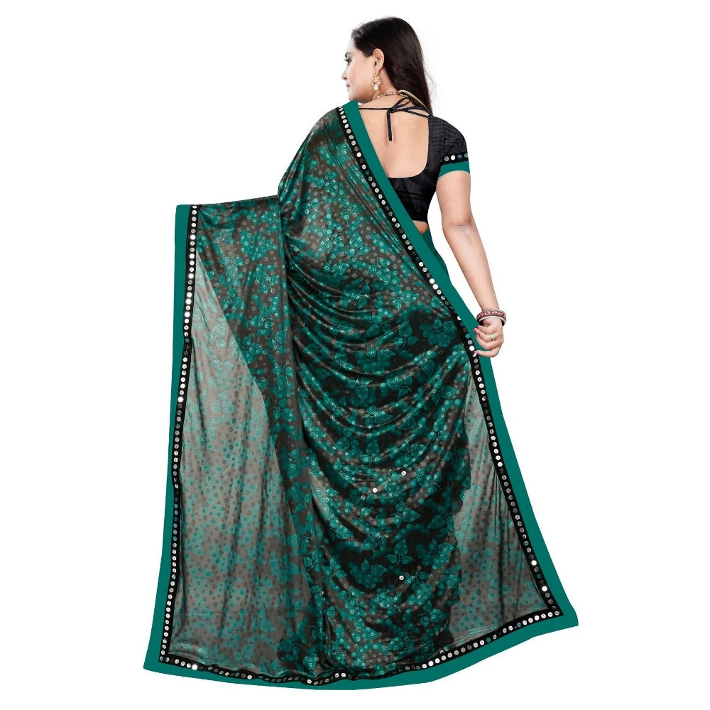 Vaystra Lycra Blend Saree with Blouse – Green