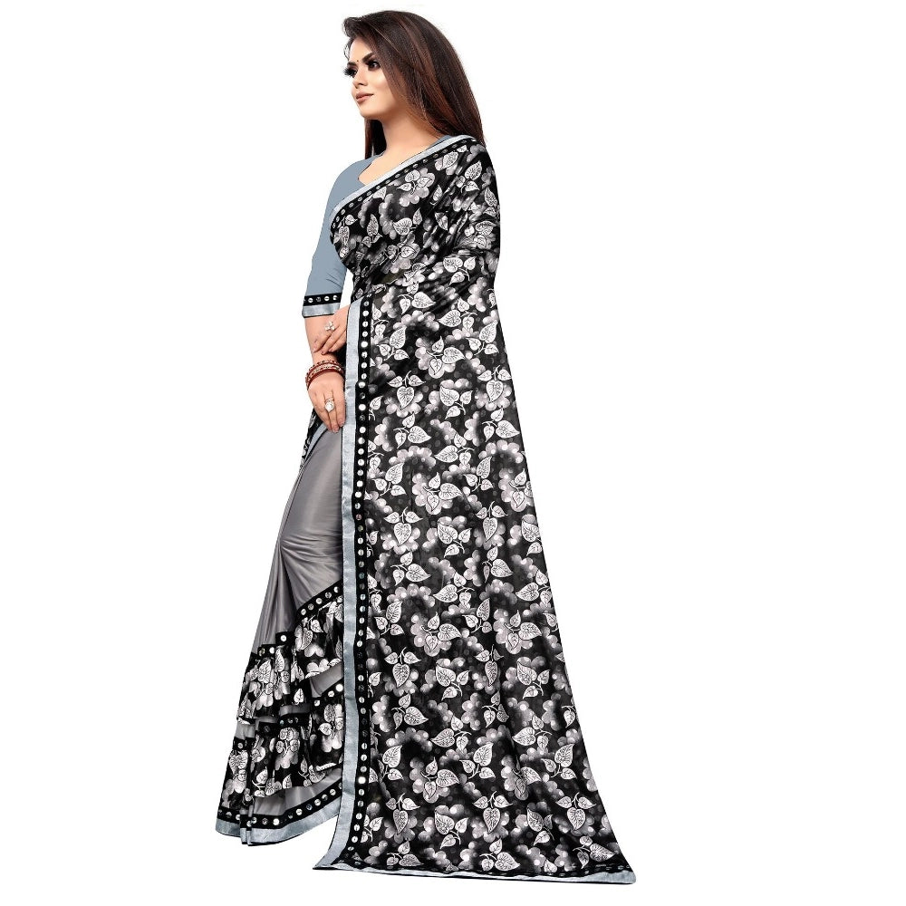 Vaystra Lycra Blend Saree with Blouse – Grey