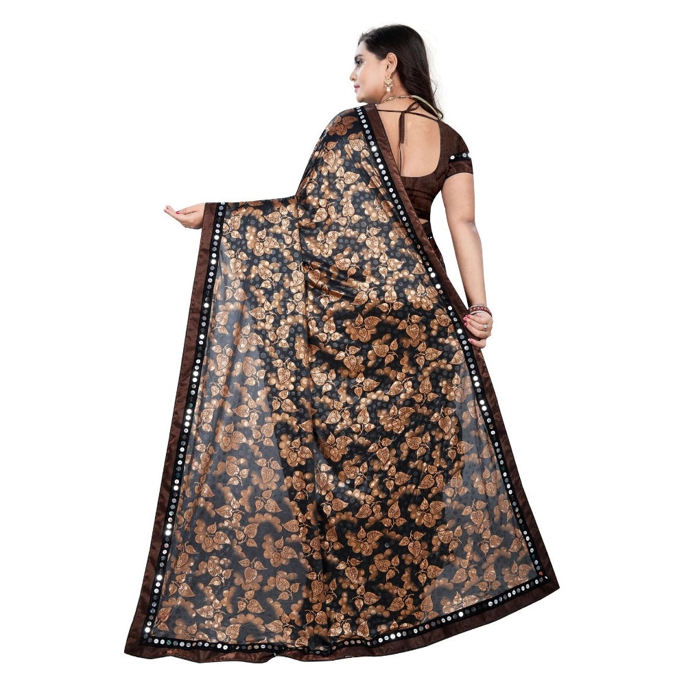Vaystra Lycra Blend Saree with Blouse – Coffee